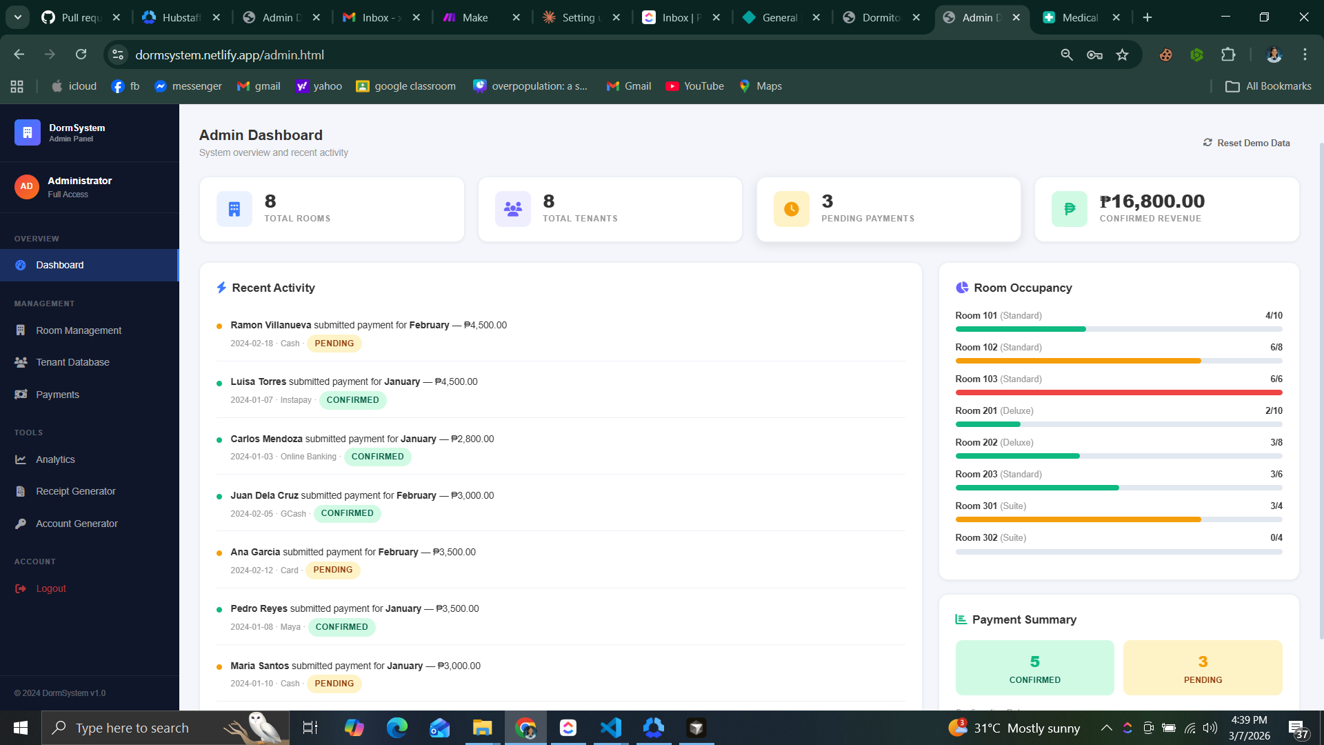 DormSystem Screenshot 6