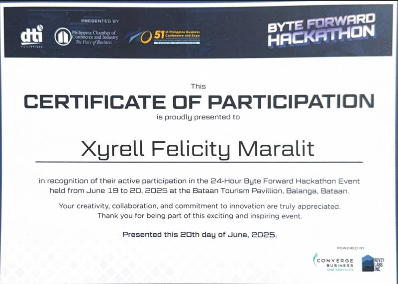 Hackathon Certificate