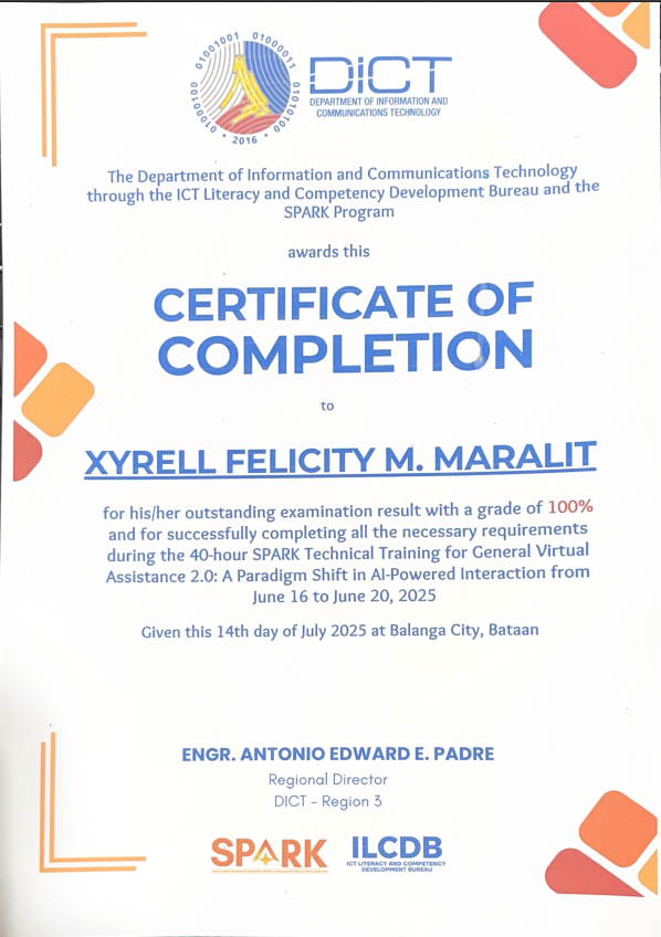 DICT SPARK Certificate